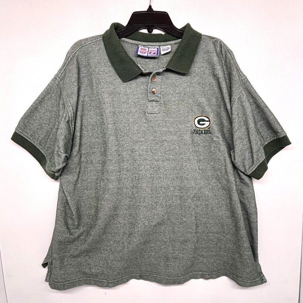 Vintage NFL Game Day Green Bay Packers SS Polo Shirt Men's XL Logo 1990s